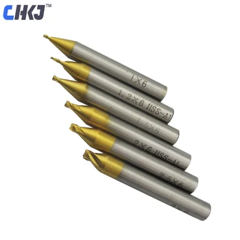 CHKJ 6pcs/veliko 1.0-3.0 mm HSS Titana Koncu Rezkanje Rezalnik Graviranje Rob Cutter CNC Usmerjevalnik Bitov End Mill Drill Bit za Izklop Stroja