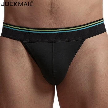 JOCKMAIL Seksi spodnje Perilo, Moške Hlačke Bombaž Dihanje Bikini Gay Spodnje hlače Moške Sexi Pregleden Homme Jock Trakov Slip Bela Črna