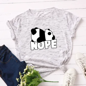 Srčkan Panda želite Spalna Natisnjeni Bombaž Kratkimi rokavi Ženske T-shirt Priložnostne Mehka Ženska majica s kratkimi rokavi Ženske Plus Velikost Femme Vrh