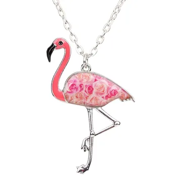 WEVENI Izjavo Zlitine Flamingo, Ogrlico, Obesek, Emajl Ptica Verige Ovratnik Nova Moda Živali, Dodatki, Nakit Za Ženske
