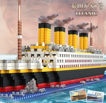 1300 kos Velike Ladje NE ujemajo Bojna RS titanik potniška ladja model čolna DIY stavba Diamant Bloki Kit otroci igrače