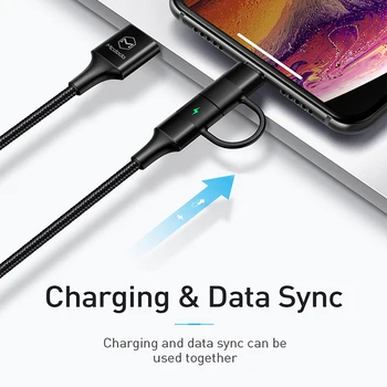 Mcdodo 2 v 1, USB Tip C Kabel Za iPhone XS MAX XR X 8 7 Hitro Polnjenje USB C Kabel Za Samsung Telefon Xiaomi Polnilnik Podatkovni Kabel