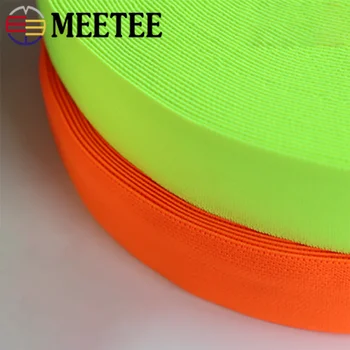 Meetee 3/6Meters 38 mm Fluorescenčne Barve gumico Antilop Elastični Pas Gume, Tkanine DIY Skoki Šport Pasu Šivalni Material