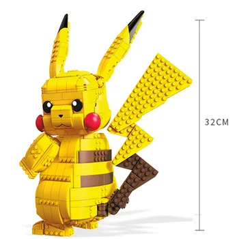 MEGA BLOKS Pokemon Serije Majhnih gradnikov Velikan Pikachu Žep Pošasti Izobraževalne Stavbe, Bloki, Opeke Otroci Igrače FVK81