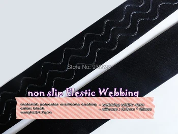 Ne zdrsne elastične tkanine z silikonski prijem 4 cm oprtnice 5meters črna 3 silikonski linije za šport za varovanje sluha