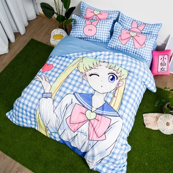 Srčkan Japonski Anime Sailor Moon Najstniška Dekleta, Posteljnina Nabor Twin Kraljica Kralj Velikost Rjuhe Kritje Bedsheet College Študentski Dom Tekstil