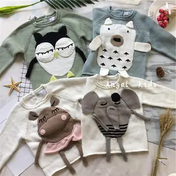 Tonytaobaby Jesen in Zimo Oblačila Nov Slog Baby Živali Stereo Ročno Pleteni Pulover Otroci Puloverji