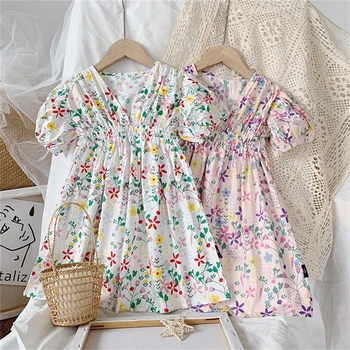 1-7Y Baby Dekleta Obleko za Princeso Otrok Poletnih Oblačil 2020 Novih Otroci Srčkan Cvetlični Pika Lok Backless Obleke