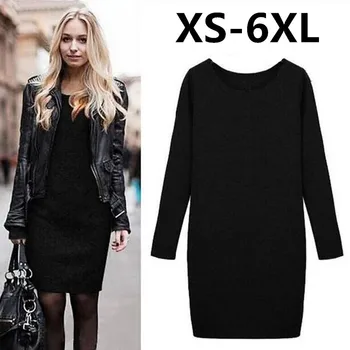 2020 Zimske ženske dolg rokav toplo obleko,plus velikost XS - 5XL 6XL črno sivo vijolično kaki obleko,thinckening jeseni obleko suitbody