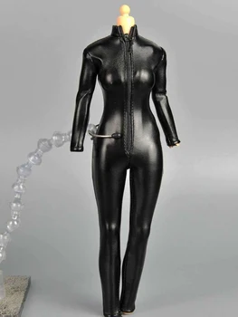 1/6 obsega Ukrepe slika oblačila obleko črna ženska jumpsuit usnje korzet za 12 inch lutka dodatki