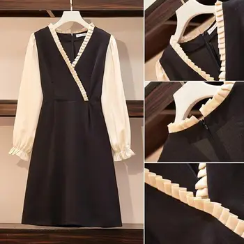 2020 Čisto Nove Ženske Čipke Obleko Proti-vrat francoski Retro Slogu Dolg Rokav Elegantno Midi Visoke Kakovosti Stranka Obleke Vestidos E118