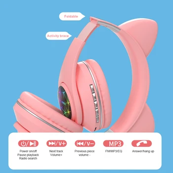 M2 Mačje Uho Svetlobna Head-mounted Slušalke Slušalke Brezžične Bluetooth Slušalke Z Mikrofonom za prostoročno telefoniranje Otrok Otroke Darila 2020