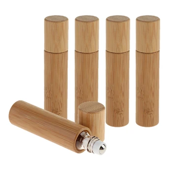 5 X 10 ml Naravnega Bambusa ponovno napolniti Prazne Vzorec Eterično Olje Roll Na Steklenico