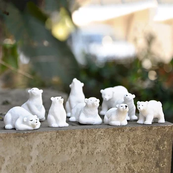 9PCS Srčkan Smolo Polarni Medved, ki je Miniaturni Okraski Krajine Dekoracijo DIY Lutke Pribor Vrt