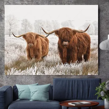 Sodobne Dom Dekor Sliko Natisniti Highland Krava Platno Slikarske Umetnine za Stene, Dnevna Soba Tiskanje brez okvirja