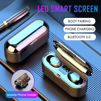 2020 F9 TWS Res Brezžične Slušalke Bluetooth 5.0 Dotik, Baterija Digitalni Zaslon za Šport Slušalke Slušalke slušalka za iPhone Huawei