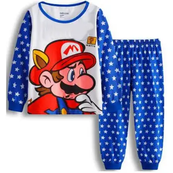 2019 Novih Otroci Pajama Fantje Sleepwear 2-7 Let Dekleta Pijamas Nastavite Otrok Mario pyjama T-majica + Hlače Baby Girl/Boy Oblačila