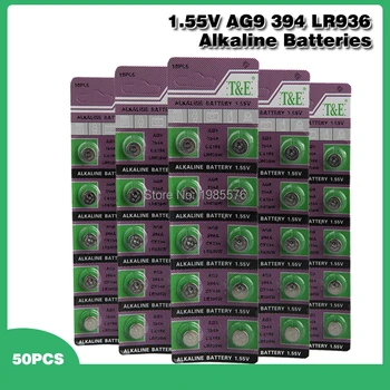 50pcs Alkalne Celice Kovanec Baterije 1.55 V AG9 LR936 LR45 Gumb Baterije 394 SR936 194 SR936SW CX194 L936 G9A AG 9 Za Gledanje Igrače
