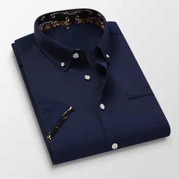 Nov Poletni Plus Velikost 5XL Moške Majice Kratek Rokav Poslovnih Formalno Srajce za Moške Oblačila Obleko, Bluzo Srajce Moda Homme 2020