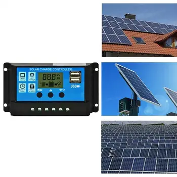 10A / 20A / 30A Sončne celice, Baterije Krmilnik LCD 12V/24V Regulator Dvojno Auto USB P1T0