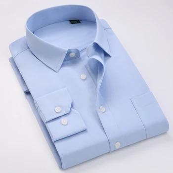 Visoko kakovostnih klasičnih keper moške socialne majice dolg rokav redno fit priložnostne plus velikost 5xl obleko srajco