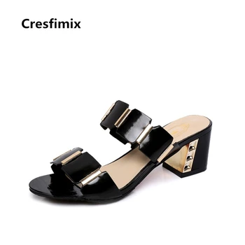 Cresfimix sandalias de mujer ženske modni 6 cm visoke pete zdrsne na sandali seksi dama stranke, bele sandale poletje srčkan sandali a2341