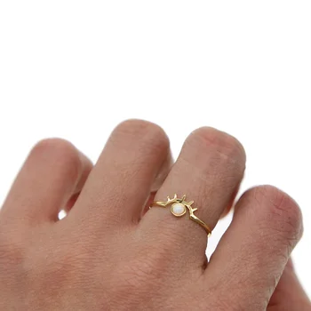 Zlato barvo zlata, ki je napolnjena visoke kakovosti nakit ploščo beli ogenj opal Gem DEKLE ženske srečne oči trepalnic edinstveni prstan
