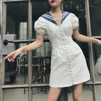 Poletje Ženske Obleke Japonski Dekle Mori Mornarice Slog Elegantna Sponke Sweet Oblačenja Za Dekleta Mornar Ovratnik Lep Ženska Oblačila