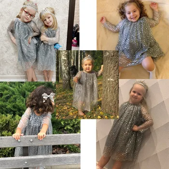 Baby Girl Oblačenja Z Crown Princess 1-8 Let Stranka Dekliška Tunika Obleka Otroška Oblačila Haljo Fille Sijoče Otroci Obleko Božič