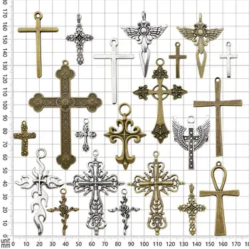 20 kos Antik Srebro Bron Mešani Meč Sveti Angel Jezus Mir Križ Križ Kovinski čarobne gumbe za Nakit, Izdelava DIY Ugotovitve