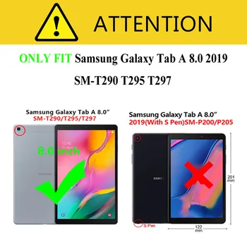 360-Stopinjski Rotaing Usnjena torbica Za Novo izdajo Samsung Galaxy Tab A 8.0 2019 SM-T290 T295 T297 protetive tablični primeru+film+pen