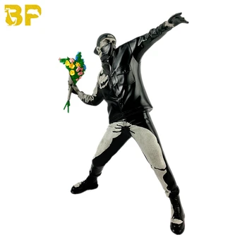 Sodobni Umetnosti Razkošno Banksy Cvet Bomber Kip Konkretne Različica Limited Edition Street Art Metanje Cvet Kiparstvo