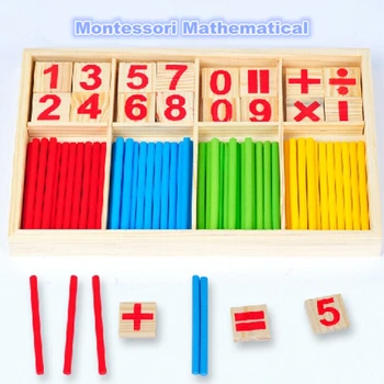 Montessori Igrače Matematika Izobraževalna Lesene Igrače za Otroke Zgodnjega Učenja Puzzle Otroci Številko Štetje Palice učni Pripomočki