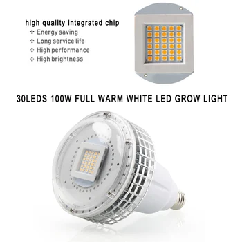 100W LED Grow Light Celoten Spekter E27 COB Ffs lučka Za Rast Rastlin 30 Led diod Toplo Bele Žarnice Svetilka Zaprtih Vegs Toplogrednih Šotor