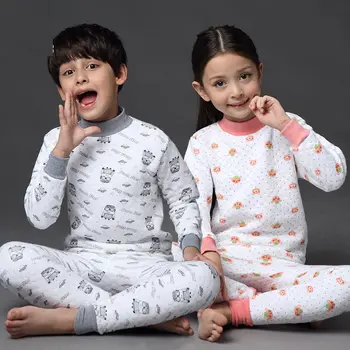 Novo 2019 Termično spodnje Perilo za Otroke, Fantje Dekleta Zgostitev Toplo Pižamo Komplet Bombaž Otroci Pozimi Long John Najstniških Sleepwear