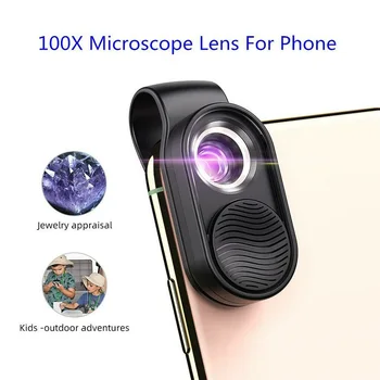 APEXEL 100X Mikroskopom Objektiv Mobilni Telefon Visoko Povečavo Svetlobe LED, Micro Fisheye Leče Za iPhone, Samsung Univerzalni