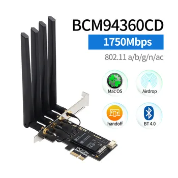1750Mbps BCM94360CD PCIe Namizja za Kartico Wifi 802.11 ac Bluetooth 4.0 Bcm94360 Brezžični Adapter Za MacOS Hackintosh Dekstop PC