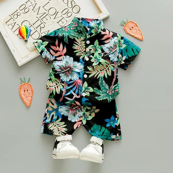 Baby Boy Oblačila Malčka, Otroci, Oblačila, Moda, Natisnjeni Cvetnih Listov Kratek Sleeve Majica + Hlače Fant Niz 1 2 3 4 5 Letih Kostum