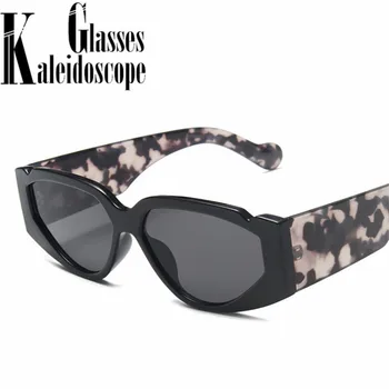Retro Cat Eye sončna Očala Ženske Moški Trendi blagovne Znamke Majhne Sunglass, Letnik Natisnjeni Noge sončna Očala Odtenki UV400 Hip Hop Očala