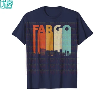 Fargo Retro Skyline Mesto Majica S Spominki Skyline Neverjetno Kratek Rokav Edinstveno Priložnostne Tees Bombaž Oblačila Majica S Kratkimi Rokavi