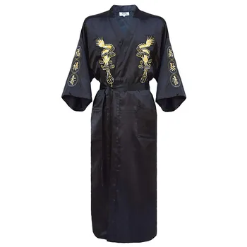 Luksuzni Kimono kopalni plašč Obleke Domov Oblačila Oversize 3XL moških Vezenine Kitajski Zmaj Haljo Moški Sleepwear Svoboden More