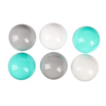 Žogice za suho bazen s sliko, žoga premera 7.5 cm, komplet 60 kosov, barve, turkizna, bela, siva Dekoracijo