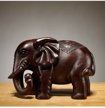 Ebony Lesa Carvinga Slon Ornament Masivnega Lesa, Carvinga Pohištvo Verandi Urad Dekoracijo Obrti