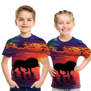 3D tiskanih street nositi levji kralj otroška T-shirt poletje fantje in dekleta slavo lev živali priložnostne kratka sleeved majico vrhovi