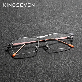 KINGSEVEN 2020 Titanove Zlitine Optičnih Očal Okvir Moških Kvadratnih Kratkovidnost Recept Očala Moški Kovinskih Očal