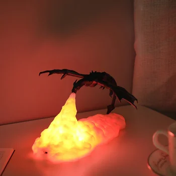 Noč Luč Za Spalnico, Otroško Sobo 3D Tiskanih LED Fire Dragon Svetilke za ponovno Polnjenje Razpoloženje, Mehko Svetlobo, Spalnica Kampiranje, Pohodništvo Dekoracijo