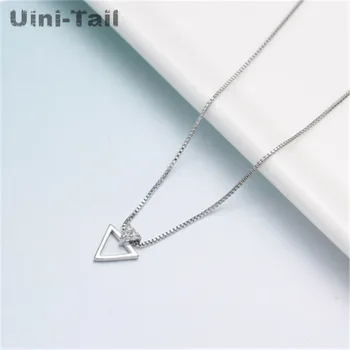Uini-Rep vroče novih 925 sterling srebro geometrijske trikotnik mikro-vdelan ogrlica korejske ženske modni trend sladek nakit GN857