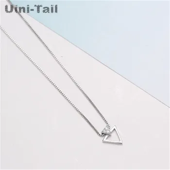 Uini-Rep vroče novih 925 sterling srebro geometrijske trikotnik mikro-vdelan ogrlica korejske ženske modni trend sladek nakit GN857