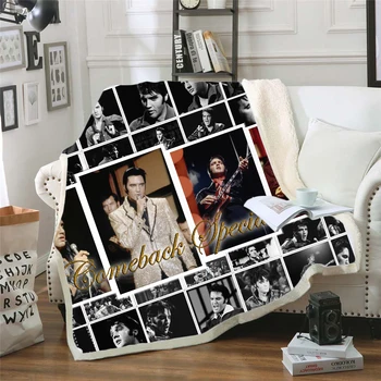 Elvis Presley 3d tiskanih flis odeja za Postelje Pohodništvo Piknik Debela Odeja Modi Bedspread Runo Vrgel Odejo slog-7