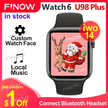 Smartwatch Iwo 14 U98 Plus PK FK 88 Reloj Glasovni Nadzor Pametne Zaklepanje Zaslona SOS BodyTemperature Pametno Gledati Za IOS Android